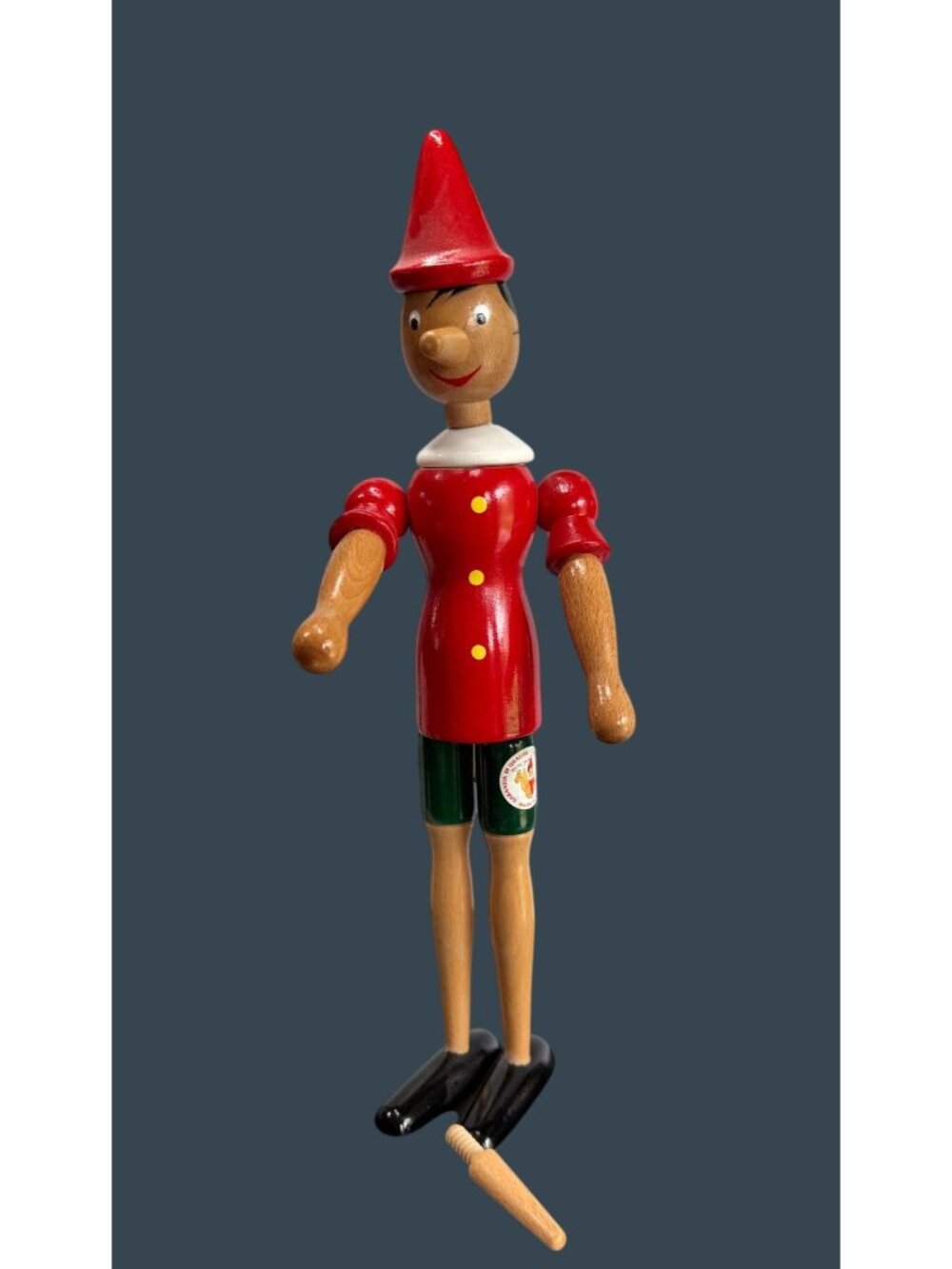 Vintage Wooden Pinocchio Puppet Figure Doll Italy Hand Painted w Spare Nose 15" - Picture 2 of 6